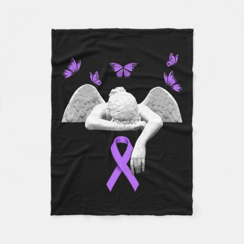 Awareness Angel Purple Ribbon Butterfly  Fleece Blanket