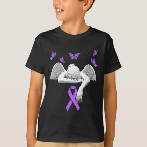 Awareness Angel Purple Ribbon Butterfly  T_Shirt