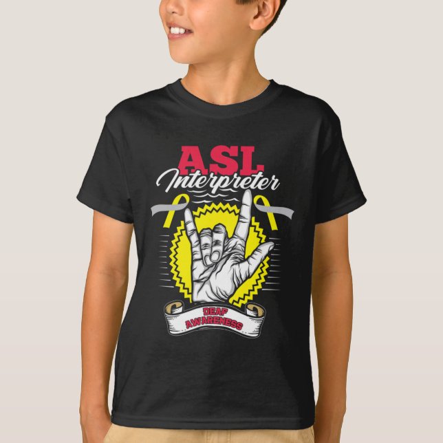 Awareness Asl Deafness Hearing Loss Warrior  T-Shirt (Front)