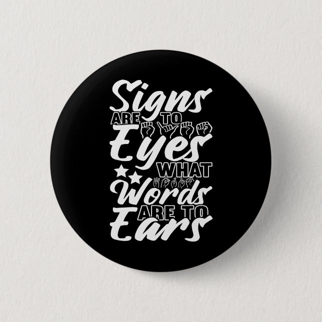 Awareness Asl Sign Language American Sign Language Button (Front)