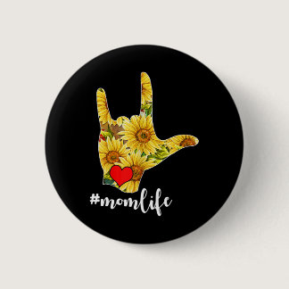 Awareness Asl Sign Language Sunflower I Love You M Button