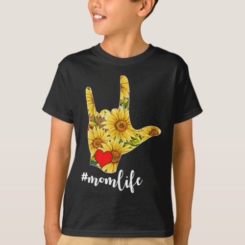 Awareness Asl Sign Language Sunflower I Love You M T_Shirt