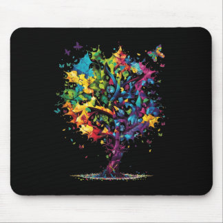Awareness Autism Puzzle Pieces Colorful Tree Neuro Mouse Pad