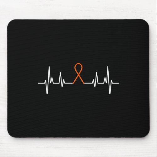 Awareness Blood Cancer Orange Ribbon Heartbeat  Mouse Pad