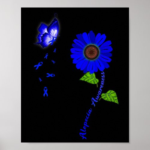 Awareness Blue Butterfly Sunflower Ribbon  Poster