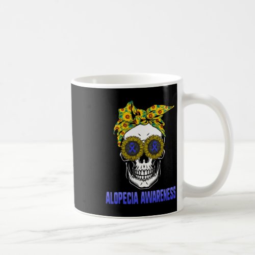 Awareness Blue Ribbon Hair Loss Skull Sunflower  Coffee Mug