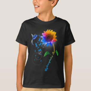 Awareness Blue Sunflower Hummingbird T-Shirt