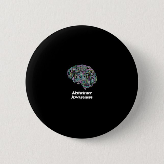 Awareness Brain Dementia Word Cloud  Button (Front)