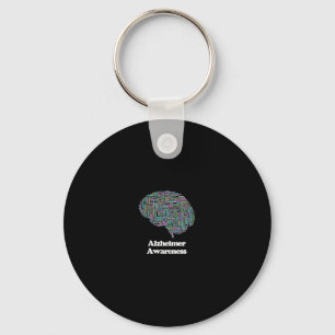Awareness Brain Dementia Word Cloud Keychain