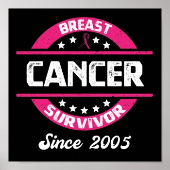 Awareness Breast Cancer Survivor Since 2005 Poster by ne1512BLVD at Zazzle