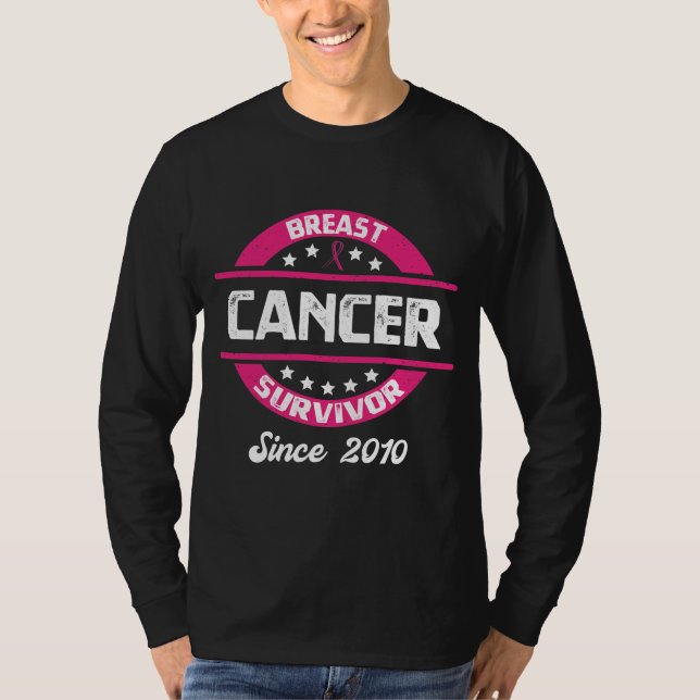 Awareness Breast Cancer Survivor Since 2010 T-Shirt (Front)