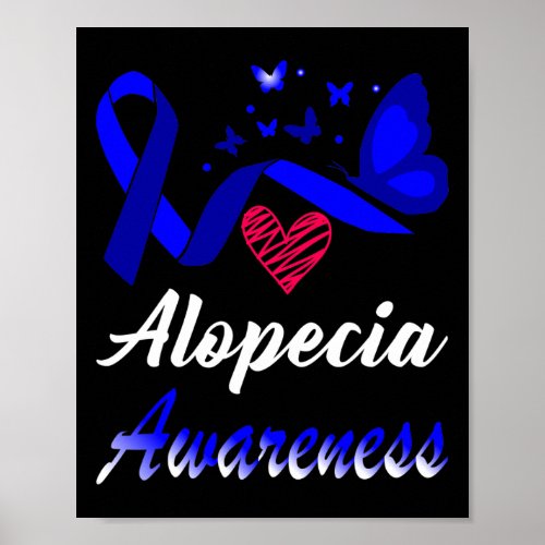 Awareness Butterflies Blue Ribbon Support 1  Poster