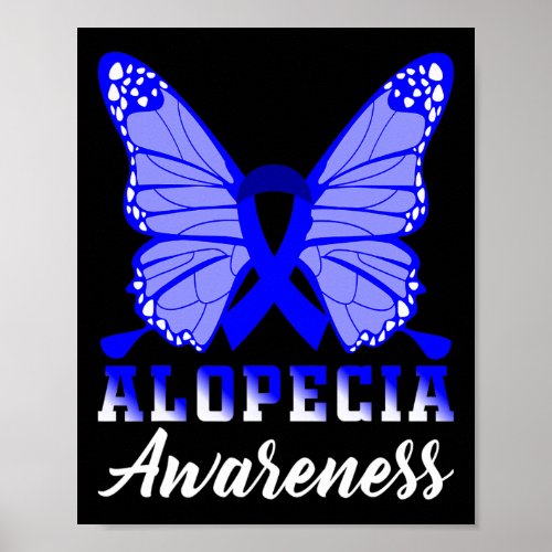 Awareness Butterflies Blue Ribbon Support  Poster