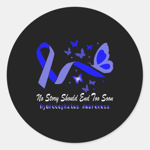 Awareness Butterflies Support Blue Ribbon  Classic Round Sticker
