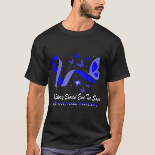 Awareness Butterflies Support Blue Ribbon  T_Shirt