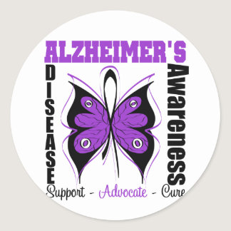 Awareness Butterfly Alzheimers Disease Classic Round Sticker