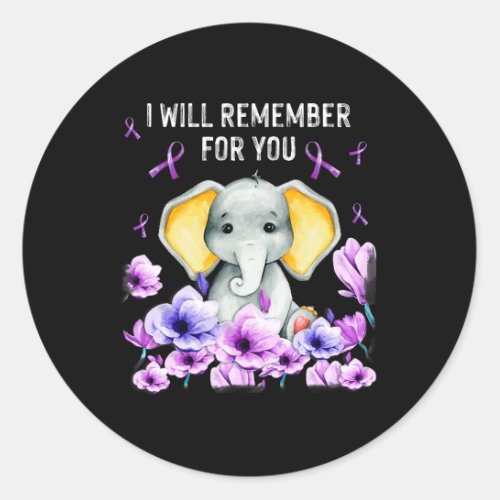 Awareness Cute Elephant I Will Remember For You 1  Classic Round Sticker