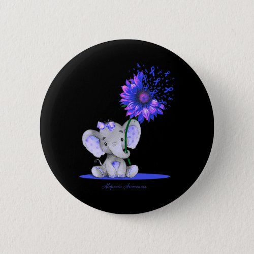 Awareness Cute Elephant Sunflower Blue Ribbon Gift Button