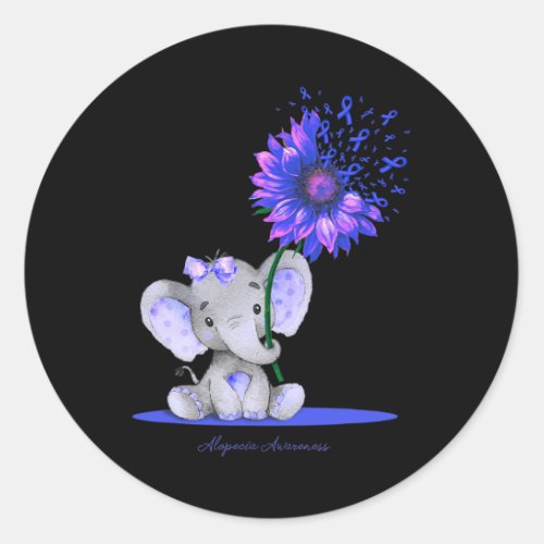 Awareness Cute Elephant Sunflower Blue Ribbon Gift Classic Round Sticker