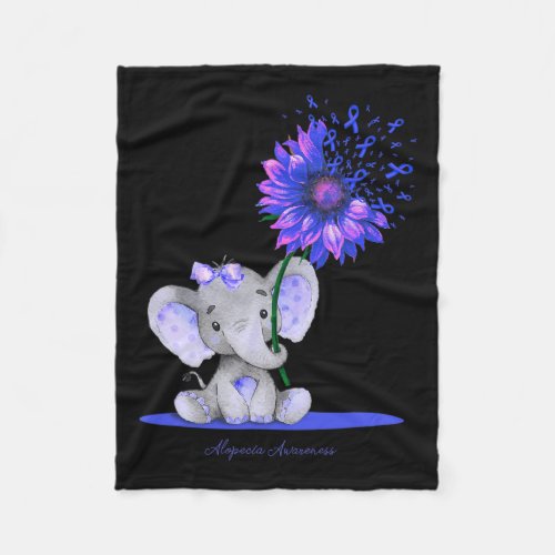 Awareness Cute Elephant Sunflower Blue Ribbon Gift Fleece Blanket