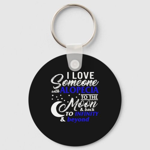 Awareness Dark Blue Ribbon Hair Loss Support Fight Keychain