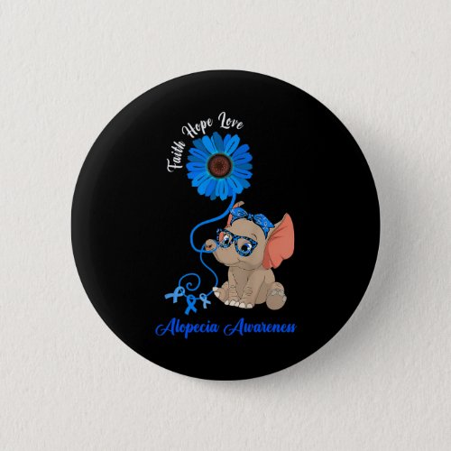 Awareness Elephant Faith Hope Love Sunflower  Button