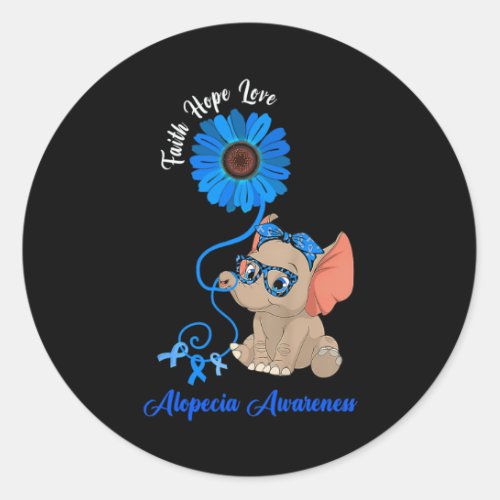 Awareness Elephant Faith Hope Love Sunflower  Classic Round Sticker