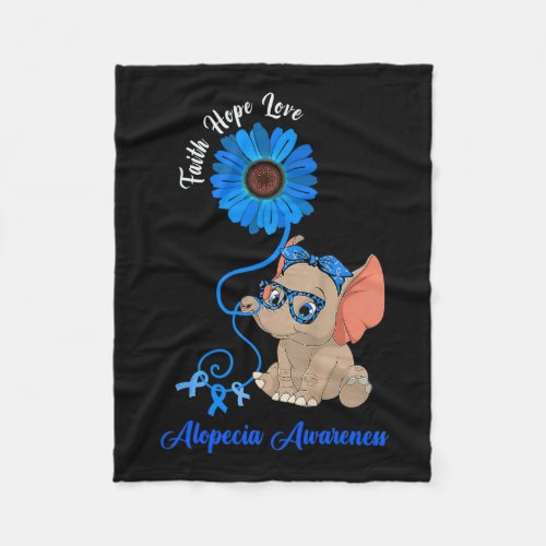 Awareness Elephant Faith Hope Love Sunflower  Fleece Blanket