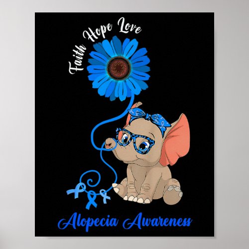 Awareness Elephant Faith Hope Love Sunflower  Poster