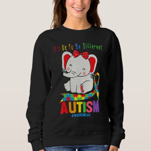 Awareness Elephant Mom Wearing Earrings Autism Hea Sweatshirt