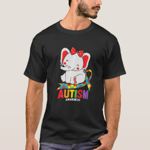 Awareness Elephant Mom Wearing Earrings Autism Hea T-Shirt