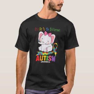 Awareness Elephant Mom Wearing Earrings Autism Hea T-Shirt