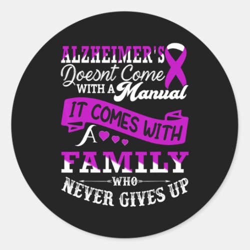 Awareness Family Support Heimer Warrior  Classic Round Sticker