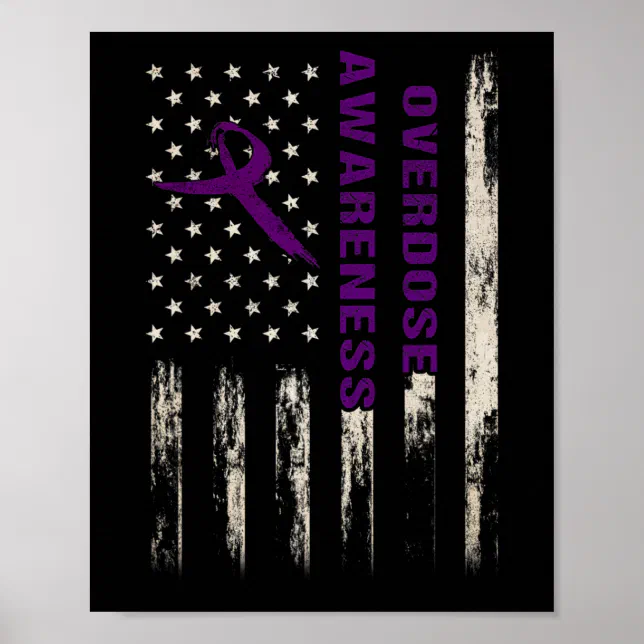 Awareness Flag Pruple Ribbon Addiction Recovery 2 Poster | Zazzle