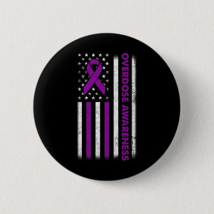 Awareness Flag Purple Ribbon Addiction Recovery 2 Button