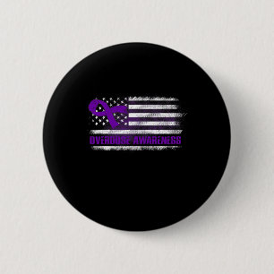 Awareness Flag Purple Ribbon Addiction Recovery 3 Button
