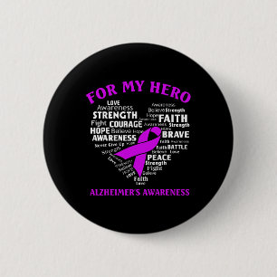 Awareness For My Hero Ribbon Heart Tee Button