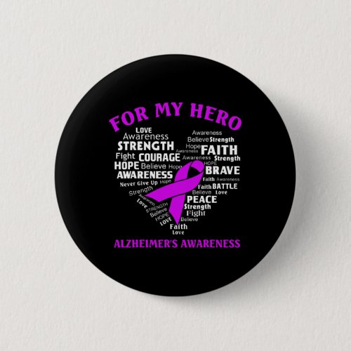 Awareness For My Hero Ribbon Heart Tee  Button