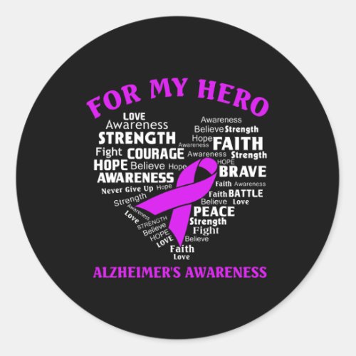 Awareness For My Hero Ribbon Heart Tee  Classic Round Sticker