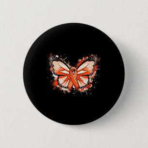 Awareness Gifts Orange Ribbon Butterfly Button