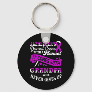 Awareness Grandpa Support Heimer Warrior Keychain