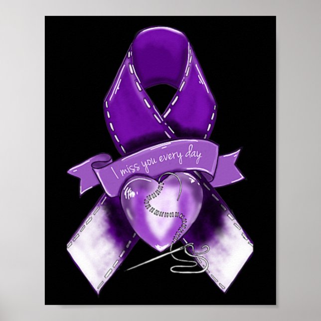 Awareness Graphic Purple Ribbon  Poster (Front)