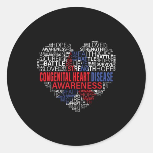 Awareness Heart Disease Fighting Hope Support Warr Classic Round Sticker