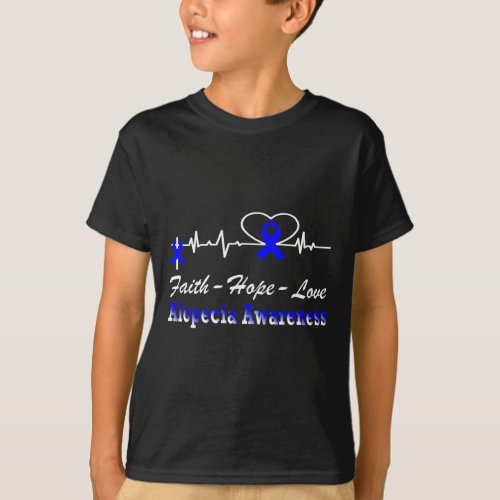 Awareness Heartbeat Christian Cross Blue Ribbon  T_Shirt