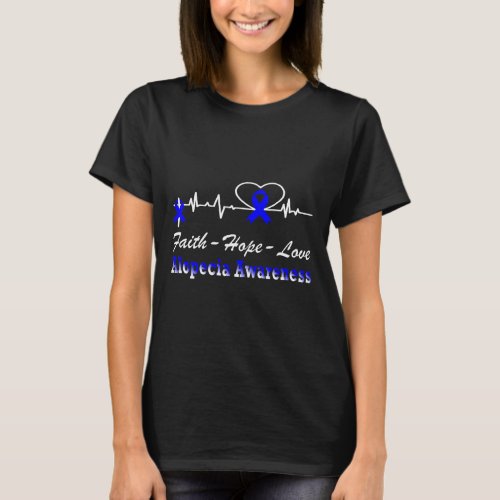 Awareness Heartbeat Christian Cross Blue Ribbon  T_Shirt