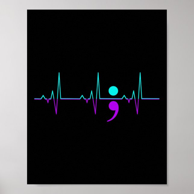 Awareness Heartbeat Happy Ribbon Support Graphic  Poster (Front)