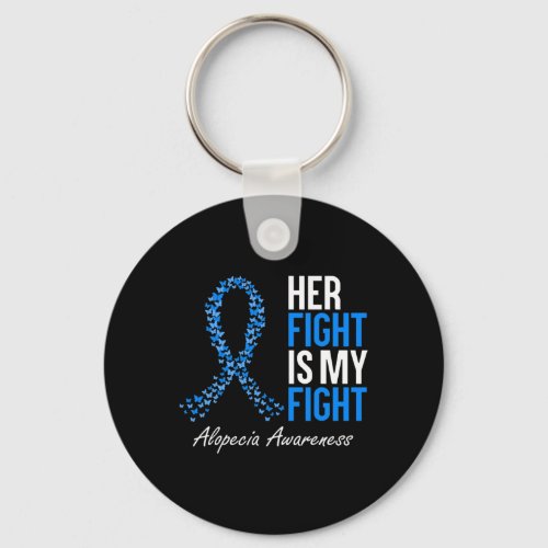 Awareness Her Fight Is My Fight I Wear Blue Ribbon Keychain