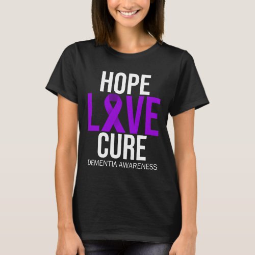 Awareness Hope Love Cure Purple Ribbon Alzheimerhe T_Shirt