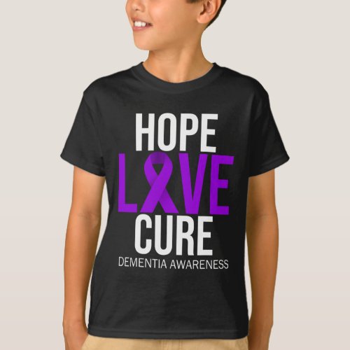 Awareness Hope Love Cure Purple Ribbon Alzheimerhe T_Shirt