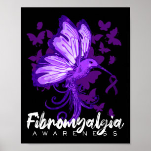 Awareness Hummingbird Holding Purple Ribbon Poster